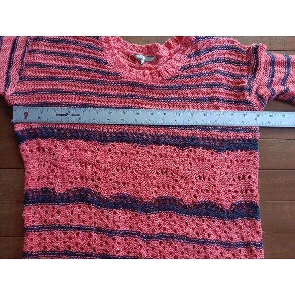 BKE Buckle Women's Size Small Striped Open Knit Sweater Pullover Boho Super Soft - Picture 5 of 9
